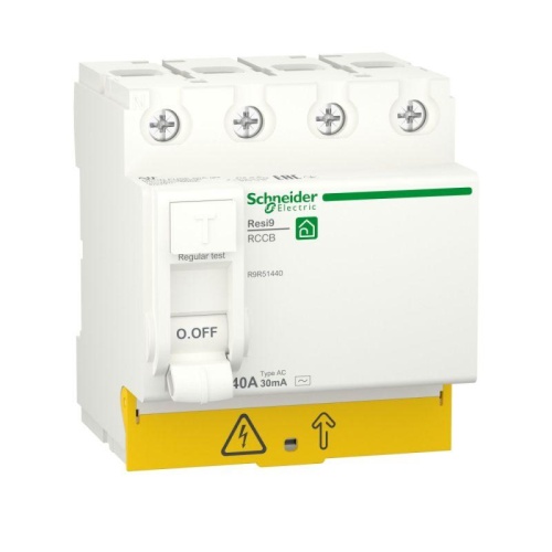 Выключатель дифференциального тока (УЗО) RESI9 40А 4P 30мА тип AC | код. R9R51440 | Schneider Electric